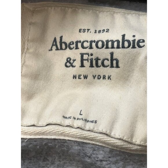 Vtg Y2K Abercrombie Gray Faux Fur Trim Hoodie Jacket | Grunge Streetwear Preppy - Picture 8 of 10